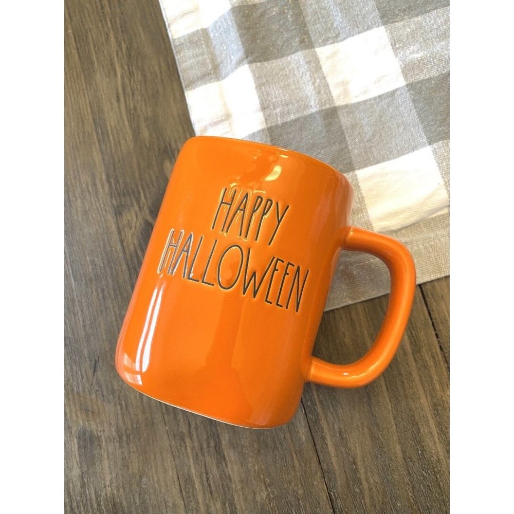 NEW Rae Dunn Halloween Mug ‘Happy Halloween’ Orange HTF Ceramic Farmhouse